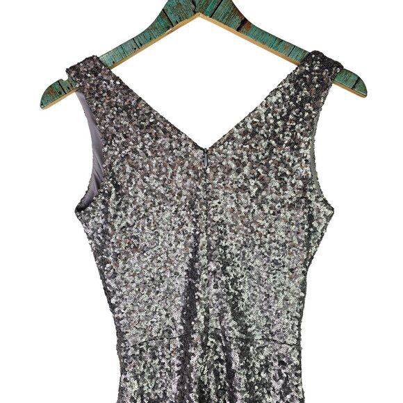 Dress the Population Carrie Silver Sequin Fit & Flare Sleeveless Mini Dress, XS - Picture 4 of 11